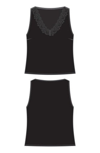 V-Neck Woven Tank + Lace Trim - Allure Boutique WY