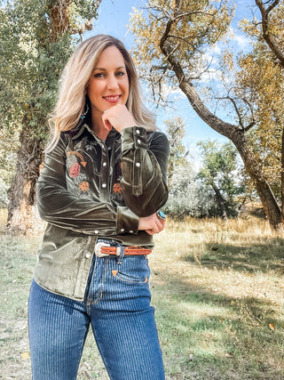 Velvet Retro Snap Shirt - Allure Boutique WY