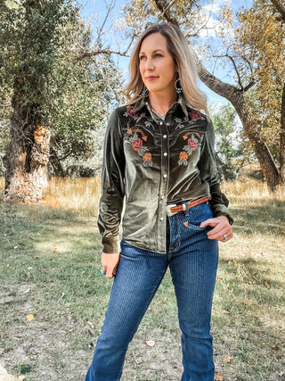 Velvet Retro Snap Shirt - Allure Boutique WY