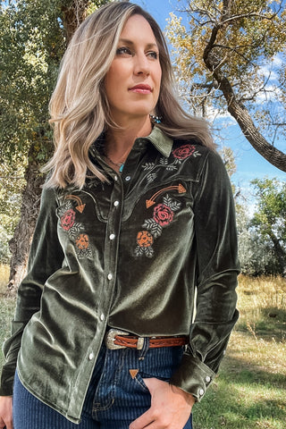 Velvet Retro Snap Shirt - Allure Boutique WY