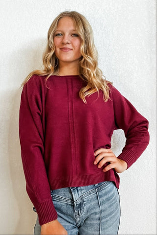 Viscose Front Seam Crewneck Sweater - Allure Boutique WY