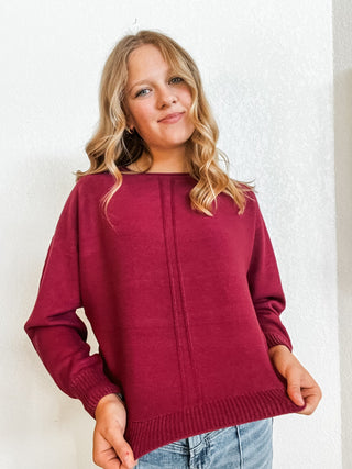 Viscose Front Seam Crewneck Sweater - Allure Boutique WY