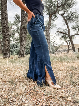 Weekender Wide Leg Jean + Side Slit - Allure Boutique WY