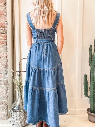 Western Buckle High Low Denim Dress - Allure Boutique WY