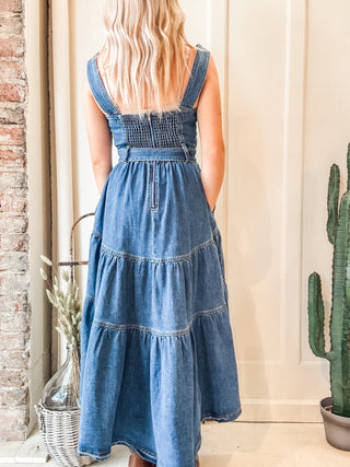 Western Buckle High Low Denim Dress - Allure Boutique WY