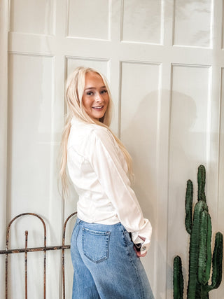 Western Button Down Blouse with Conchos - Allure Boutique WY