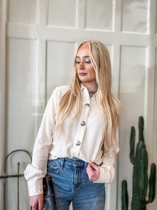 Western Button Down Blouse with Conchos - Allure Boutique WY