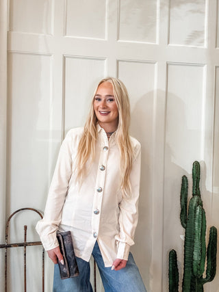 Western Button Down Blouse with Conchos - Allure Boutique WY