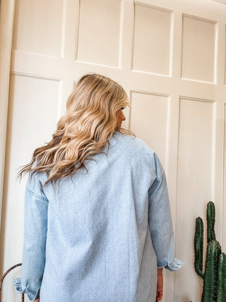 Western Cowboy Embroidered Denim Shirt - Allure Boutique WY