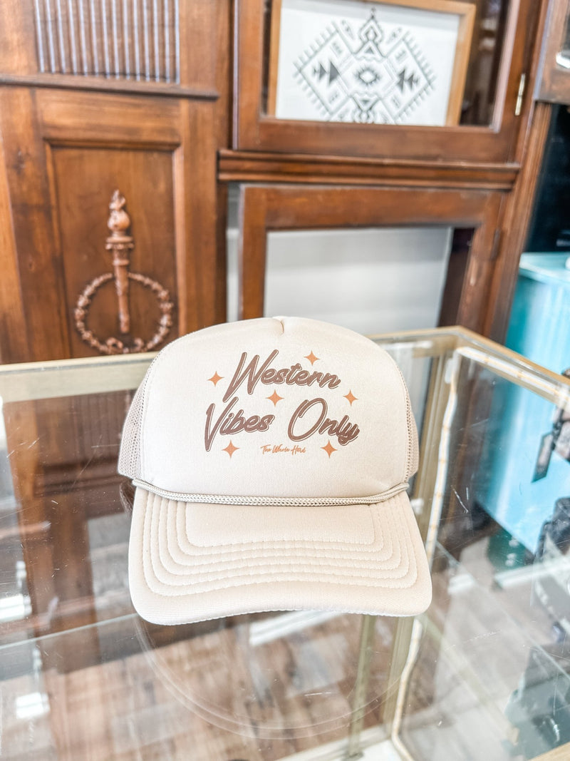 Western Vibes Only Trucker Hat - Beige - Allure Boutique WY