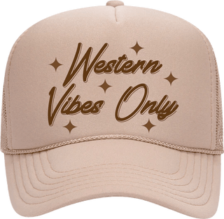 Western Vibes Only Youth Trucker Hat - Beige - Allure Boutique WY