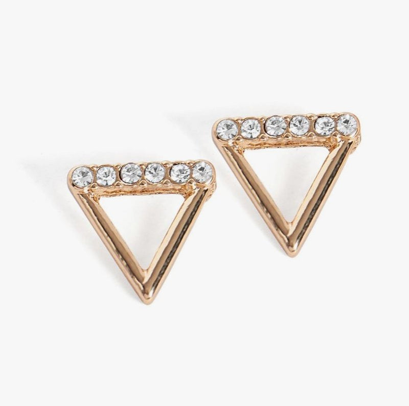 Whispers Gold Triangle with Stones Post Earring - Allure Boutique WY