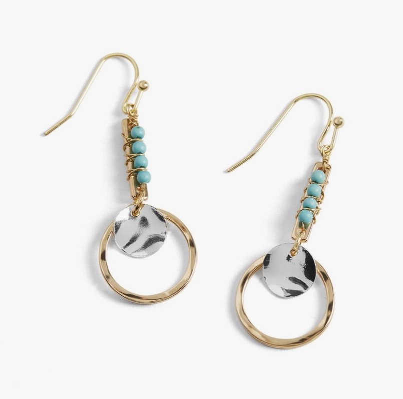 Whispers Turquoise Linear Drop Hoop Earring - Allure Boutique WY