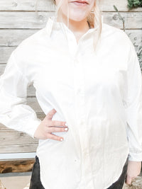 White Balloon Sleeve Button Down Shirt - Allure Boutique WY