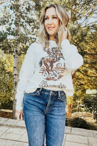 White Bucking Bronco Thermal Shirt - Allure Boutique WY