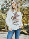 White Bucking Bronco Thermal Shirt - Allure Boutique WY