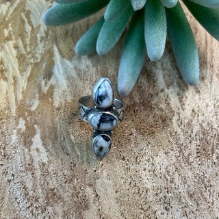 White Buffalo 3 Stone Ring 10 - Allure Boutique WY
