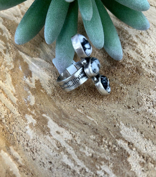White Buffalo 3 Stone ring 8 - Allure Boutique WY