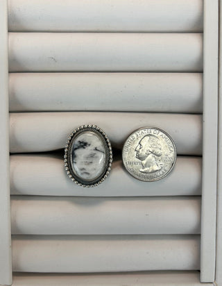 White Buffalo + Sterling Silver Adjustable Ring - Allure Boutique WY