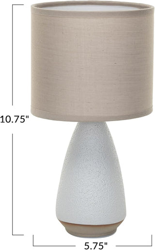 White Coarse Stoneware Table Lamp with Linen Shade - Allure Boutique WY
