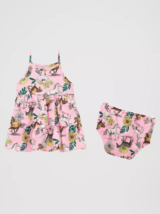 White Horses + Flowers Infant Dress - Allure Boutique WY