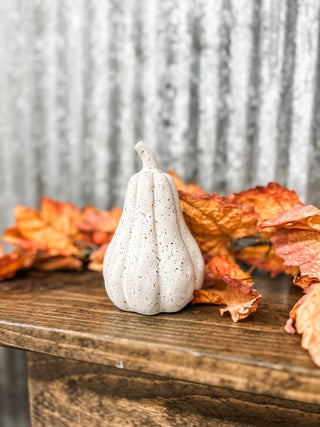 White Stoneware Pumpkin with Reactive Glaze - Allure Boutique WY