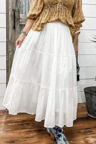 White Tiered Maxi Skirt - Allure Boutique WY