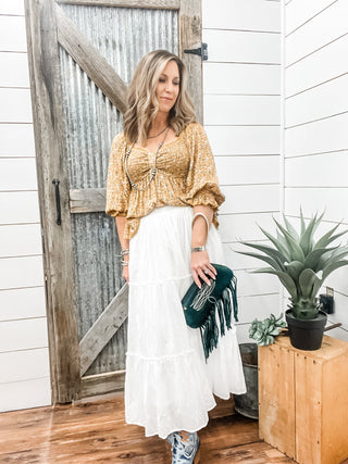 White Tiered Maxi Skirt - Allure Boutique WY