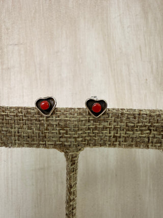 Red Heart Post Earrings
