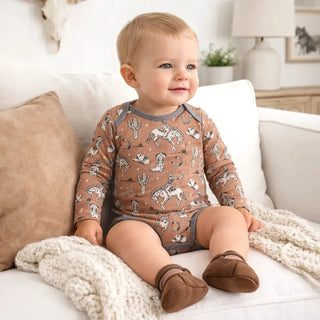 Wild Wrangler Brown Bamboo Baby Onesie - Allure Boutique WY