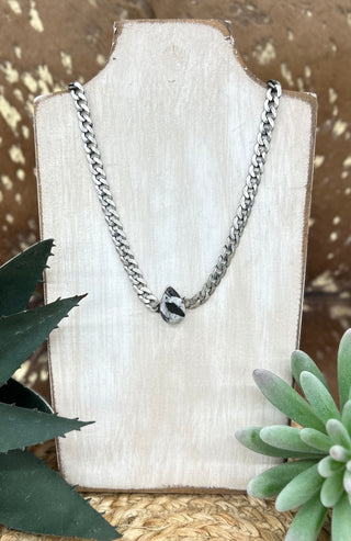 White Buffalo Teardrop Link Chain Necklace