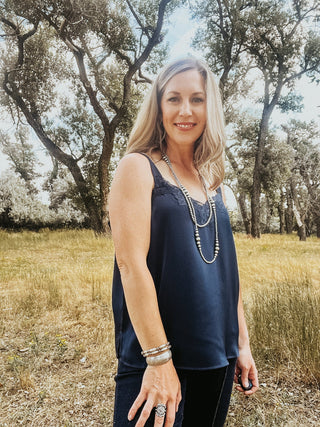 Woven Tank with Lace Trim - Allure Boutique WY