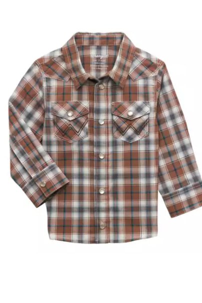 Wrangler Baby Boy Brown Woven Shirt - Allure Boutique WY