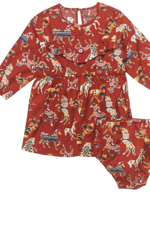 Wrangler Baby Girl Horse Print Dress - Allure Boutique WY