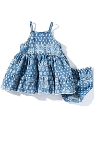 Wrangler Baby Paisley Print Denim Tiered Dress - Allure Boutique WY