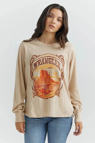 Wrangler Beige Desert Relaxed Fit Graphic Tee - Allure Boutique WY