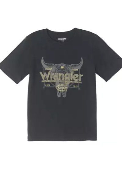 Wrangler Boy's Black Champion Cowboy Graphic Tee - Allure Boutique WY