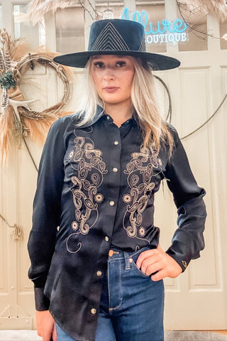 Wrangler X Lainey Wilson Satin Embroidered Shirt - Allure Boutique WY