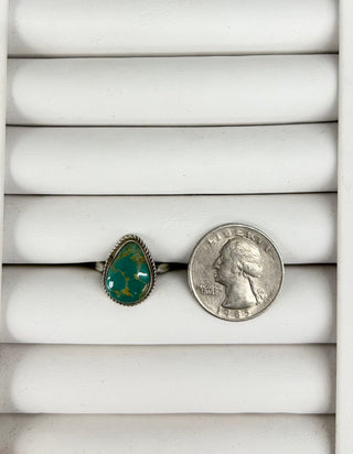 Green Turquoise Teardrop Ring 7.5