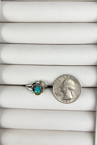 Mini Turquoise + Leaf Ring 8