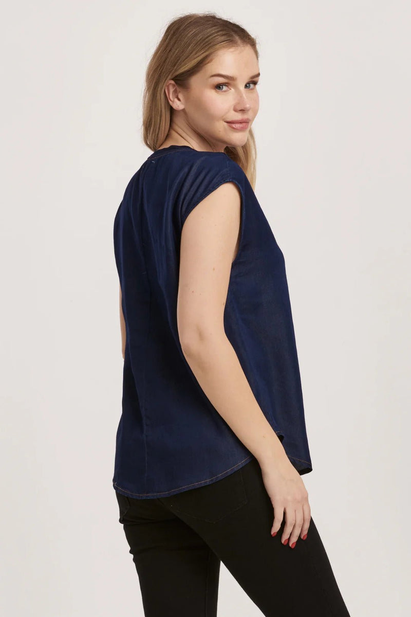 Yanis Short Sleeve Top Dark Denim - Allure Boutique WY