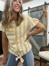 Yellovango Tie Front Blouse with Frill Sleeve