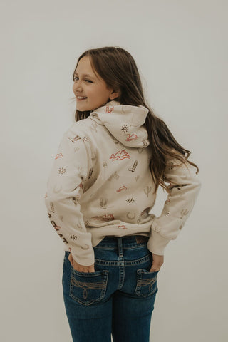 Youth Western Stamps Hooded Sweatshirt - Allure Boutique WY