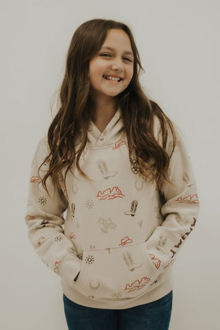 Youth Western Stamps Hooded Sweatshirt - Allure Boutique WY