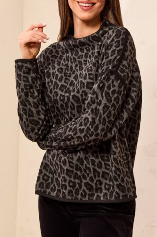 Leopard Print Mock Neck Sweater