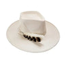 Zasha Bone Bolero Hat with Cream Embroidery & Feather - M/L - Allure Boutique WY