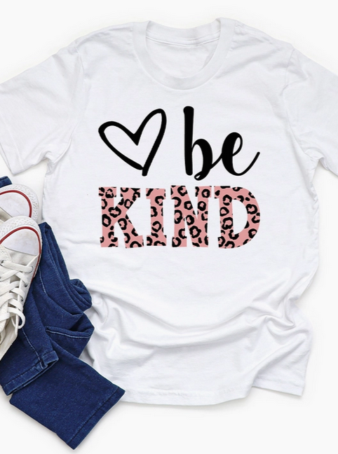 Be Kind Leopard Print Graphic Tee