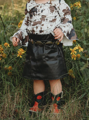 Black leather skirt sales for little girl