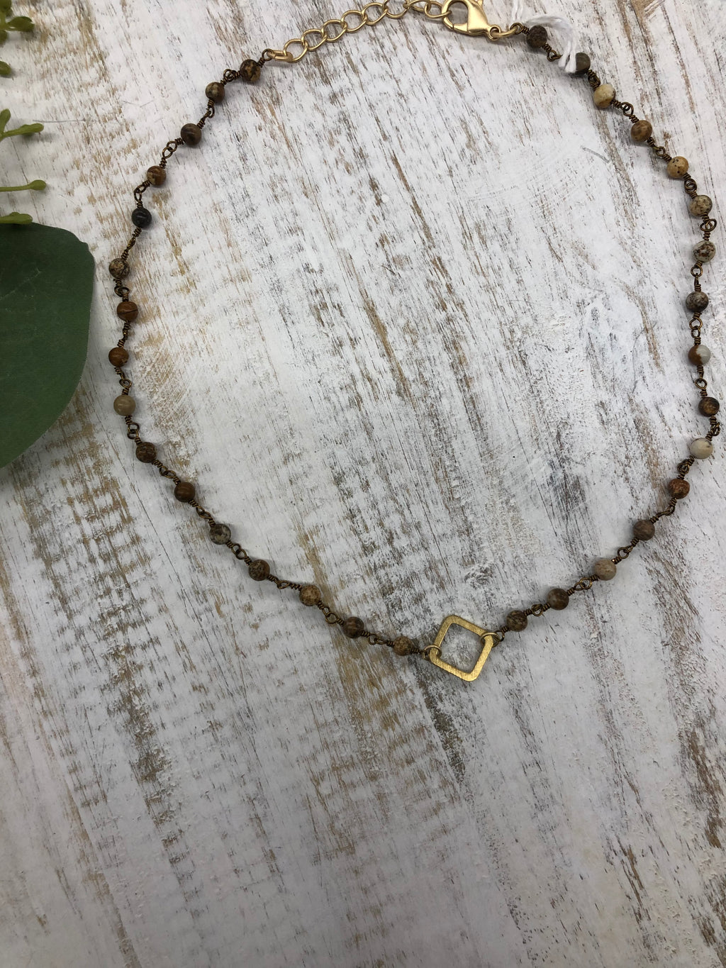 Cornerstone Necklace with Beaded Chain