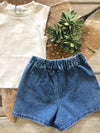 Denim Tie-Front Shorts